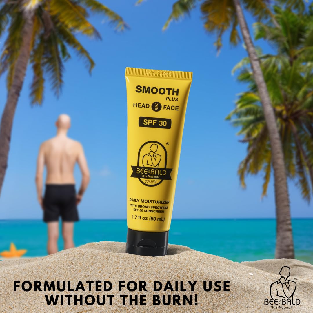 Bee Bald used outdoors on head showing sun protection benefit