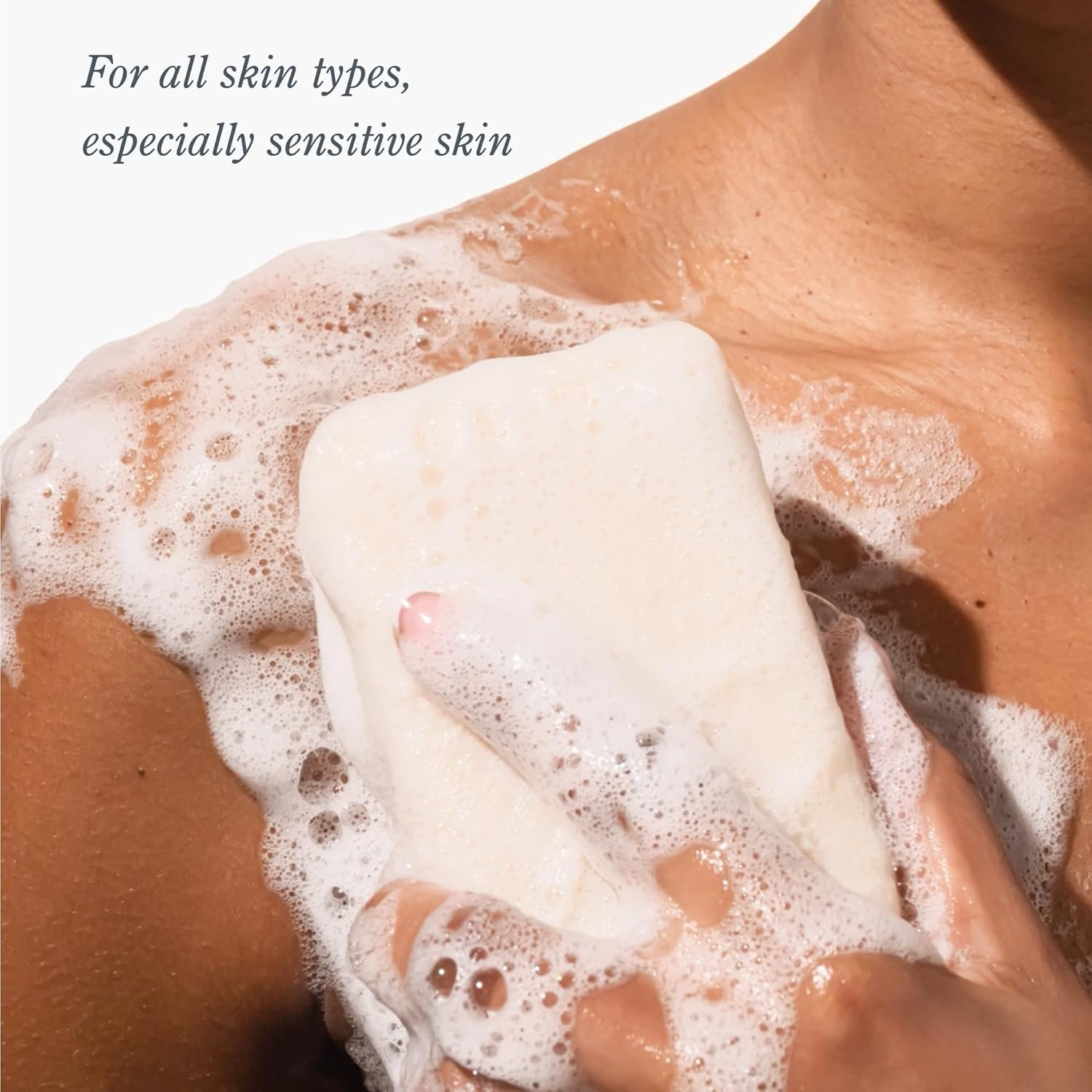 Beekman 1802 soap in bathroom setting conveying everyday use benefit