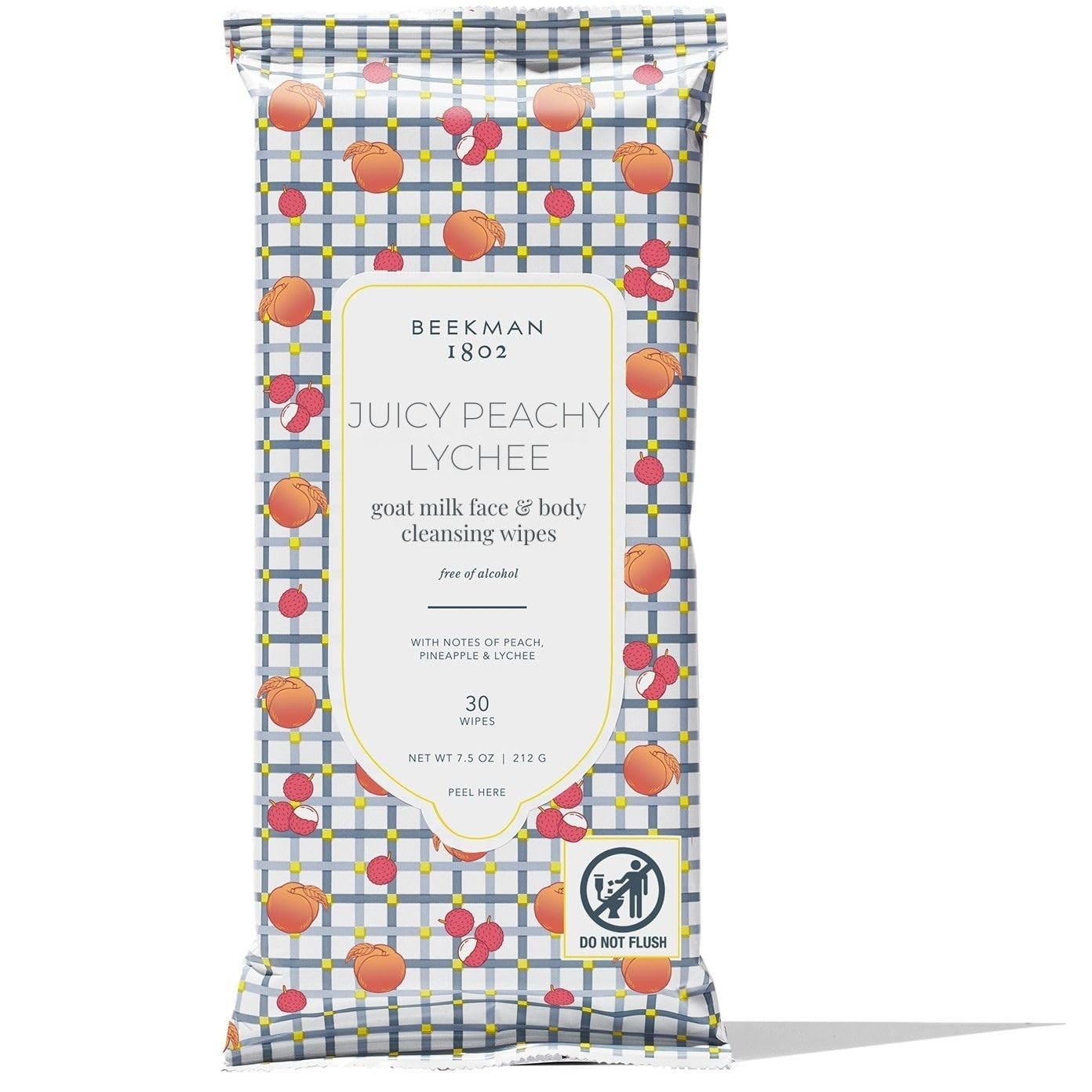 Beekman 1802 front packaging showing 30-count travel pouch and scent label, convenient