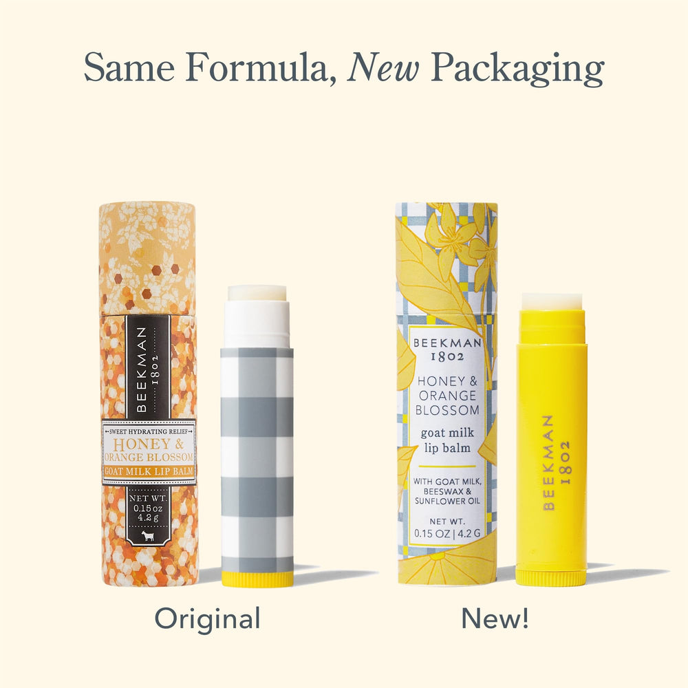 Beekman 1802 paper tube detail showing recyclable packaging benefit