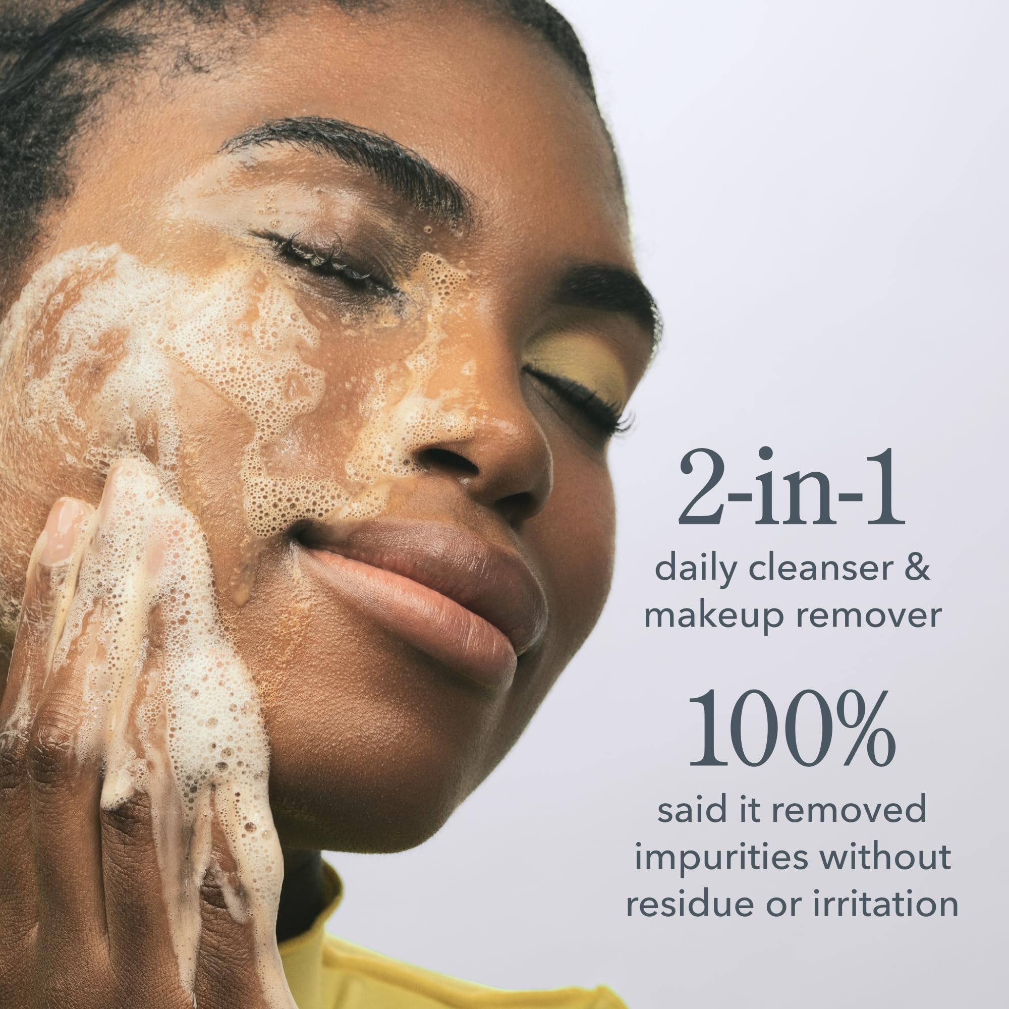 Beekman 1802 light foam in hand showing soft cleansing action