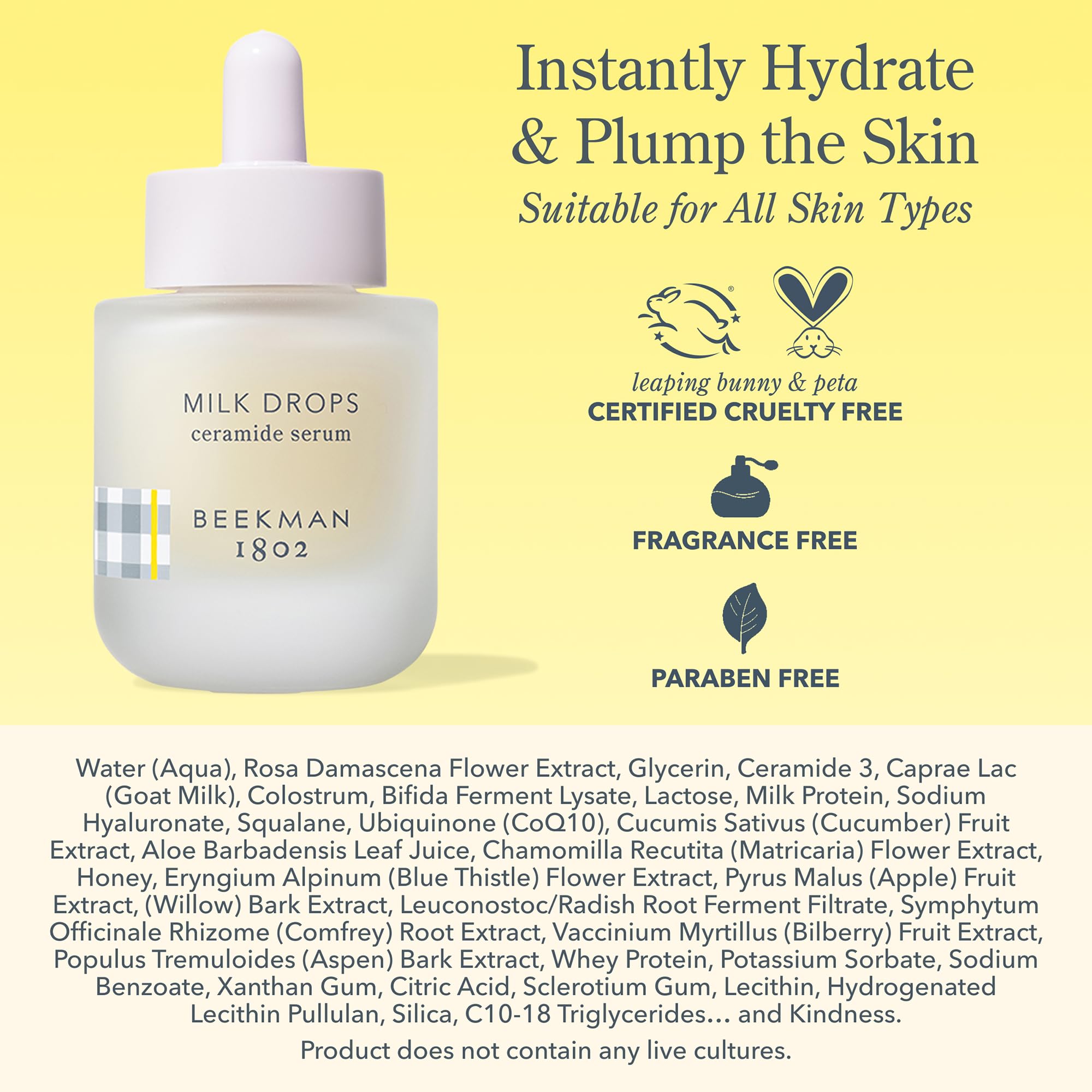 Beekman 1802 application swatch on skin showing fast absorption and matte finish