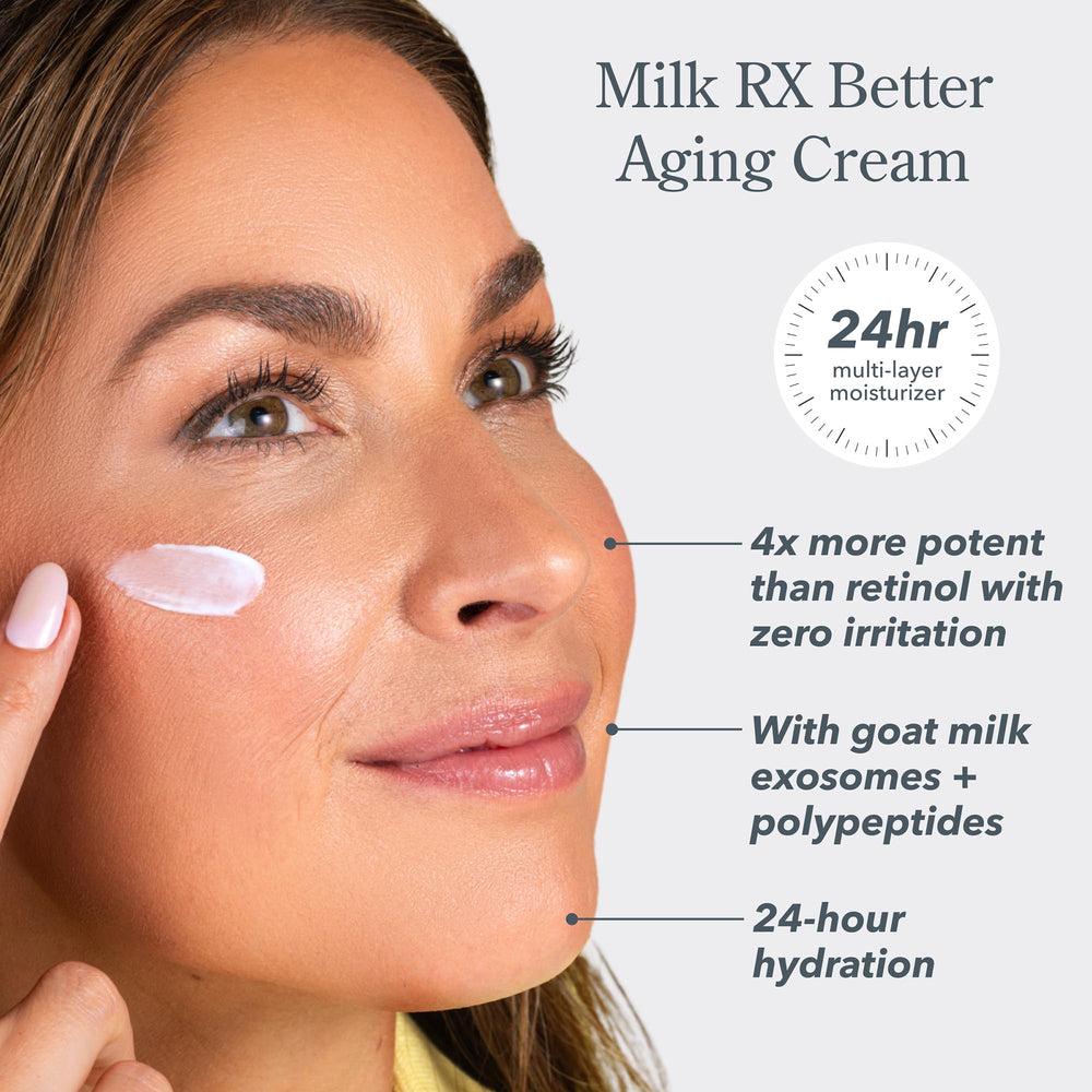 Beekman 1802 open jar showing silky milk RX cream texture and hydration