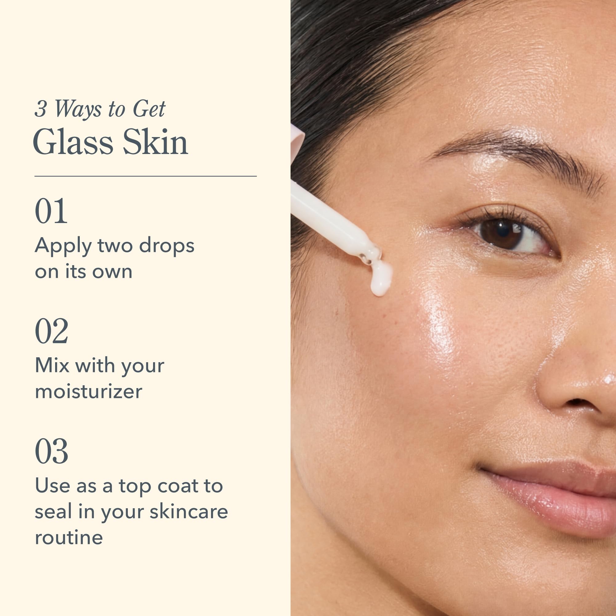 Beekman 1802 pump dispensing oil-serum illustrating controlled application benefit