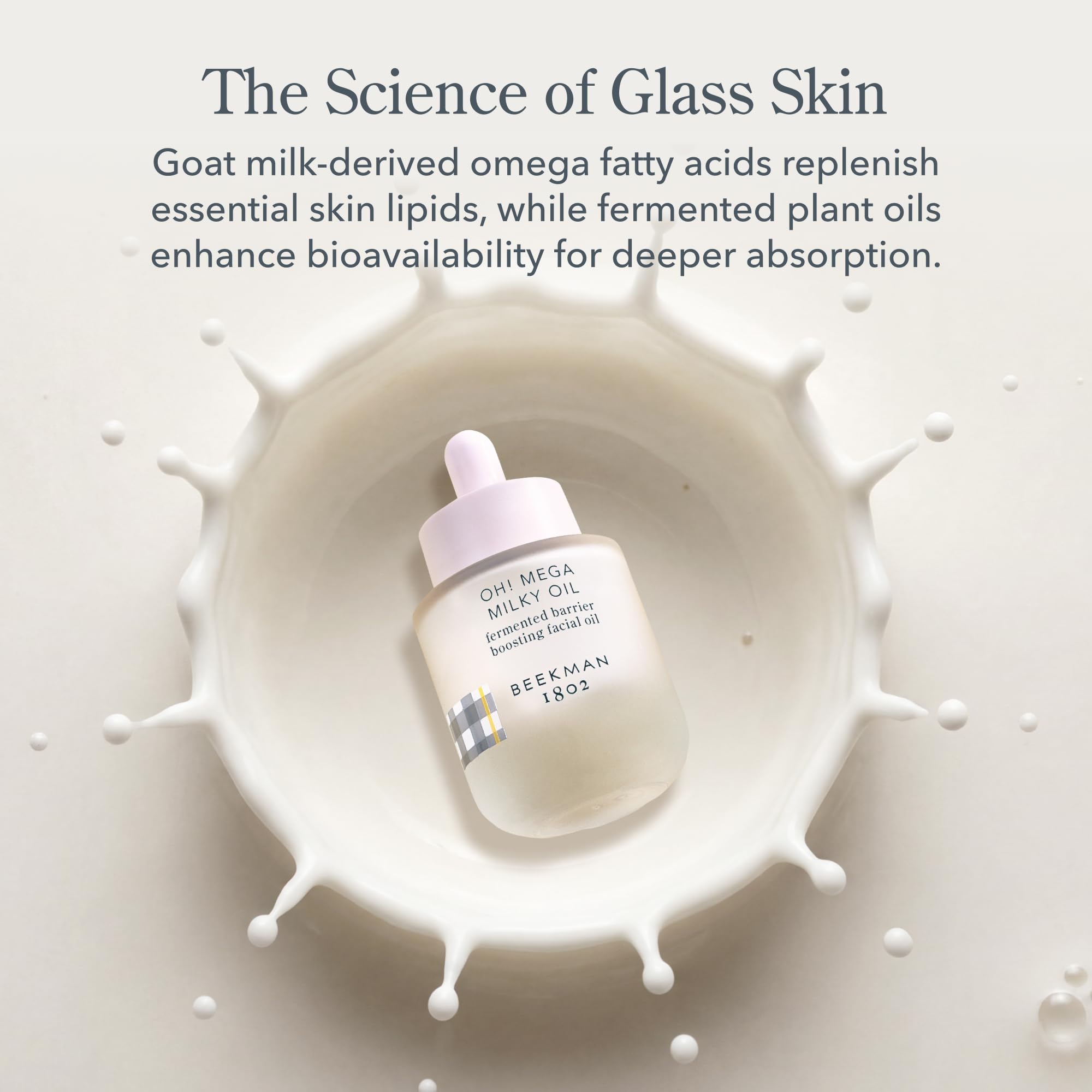 Beekman 1802 applying serum to cheek showing hydration and easy layering