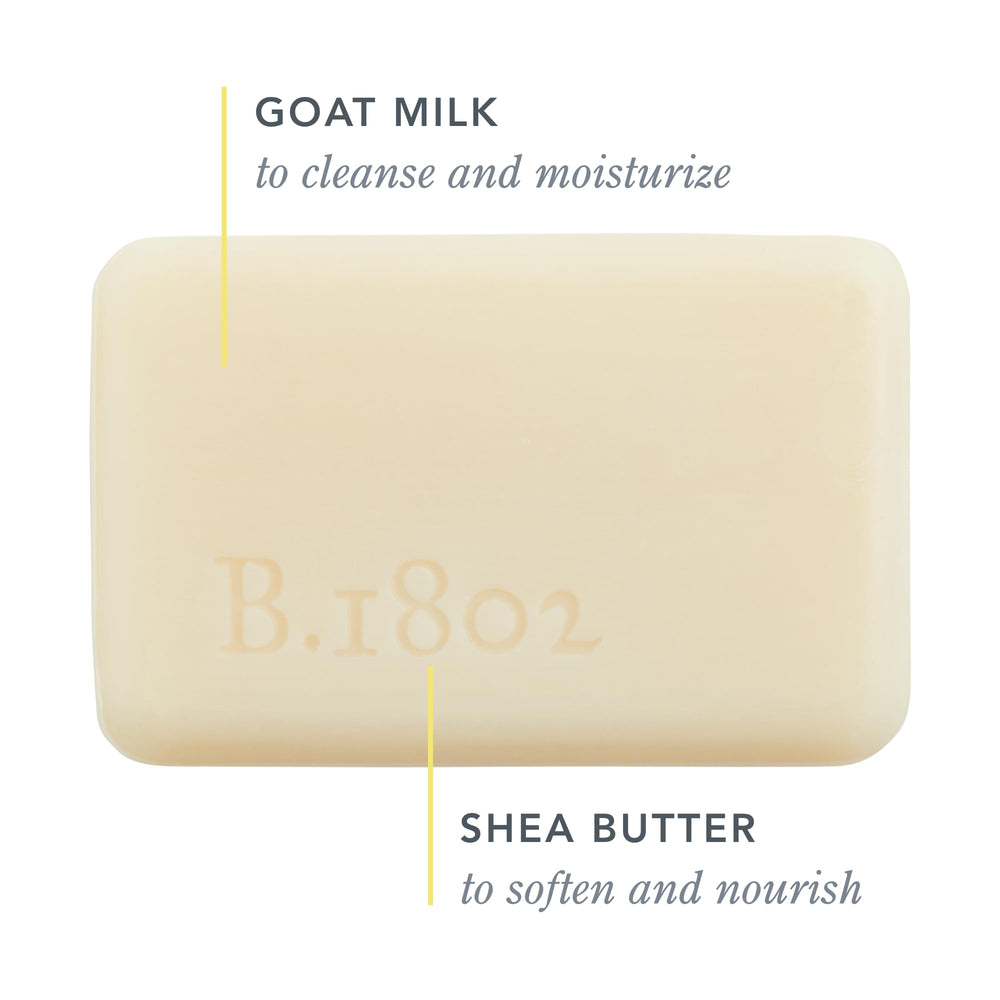 Beekman 1802 wrapped bar label visible with ingredient clarity benefit