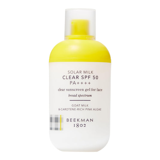 Beekman 1802 front packaging showing clear SPF 50 gel benefits