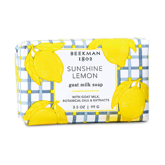 Beekman 1802 front packaging showing lemon soap and brand benefit