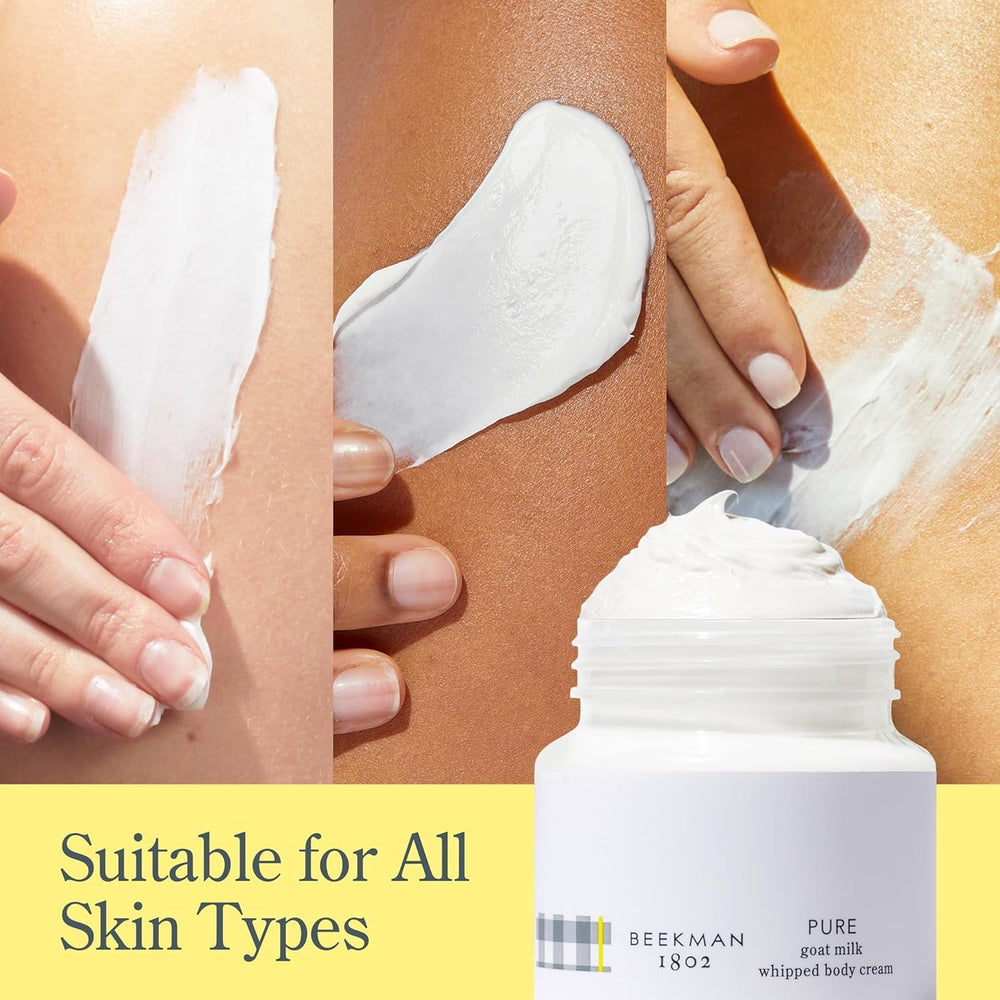 Beekman 1802 cream spread on arm demonstrating soft, non-greasy finish