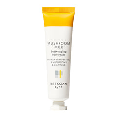 Beekman 1802 jar front view showing clean packaging and gentle eye cream benefits