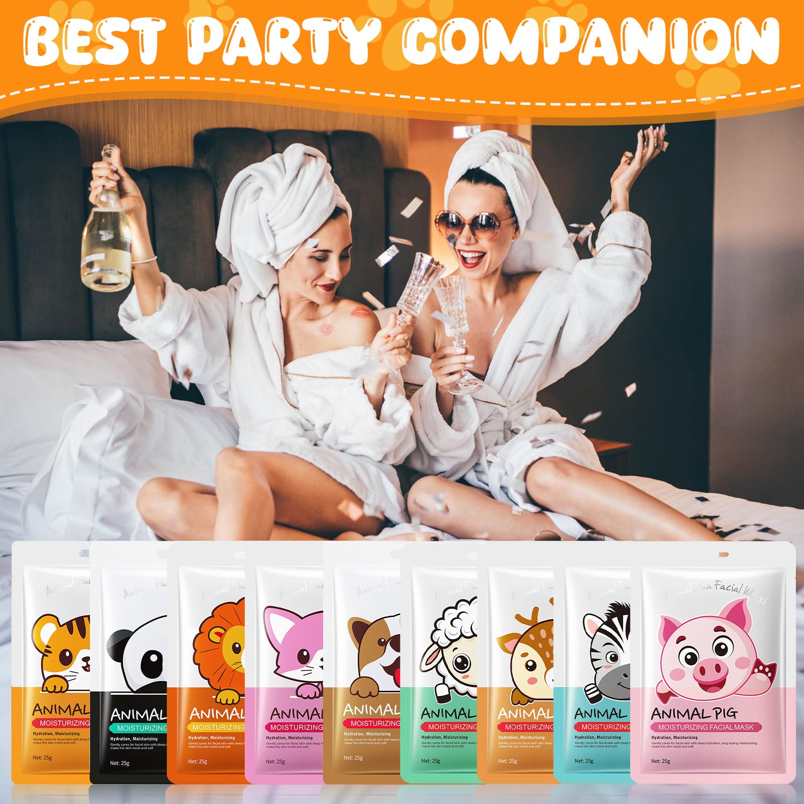 Beenefits mask being worn at a girls' night offering easy hydrating fun