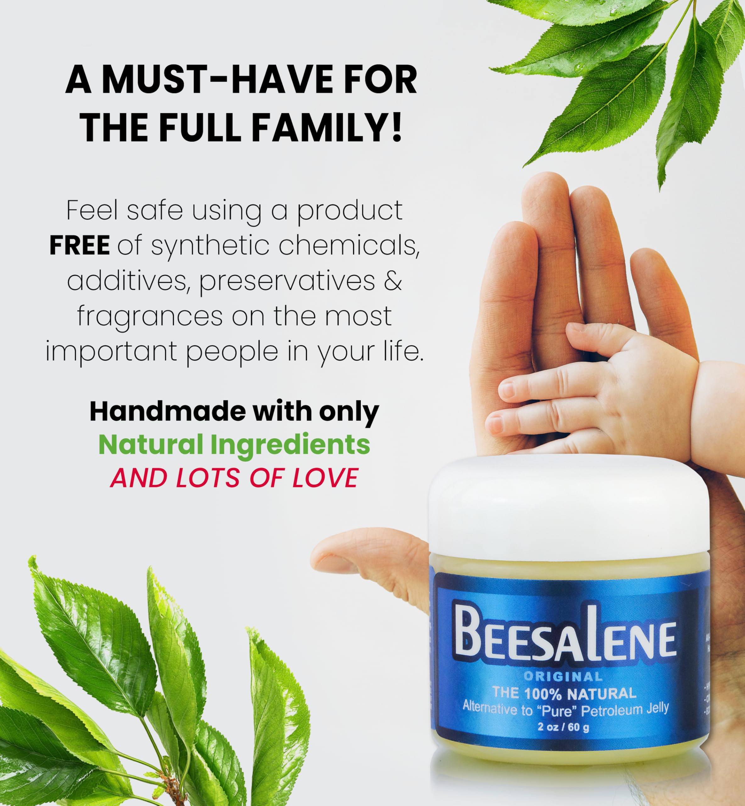 Beesaluxe gentle application on a baby's skin illustrating soothing protective barrier