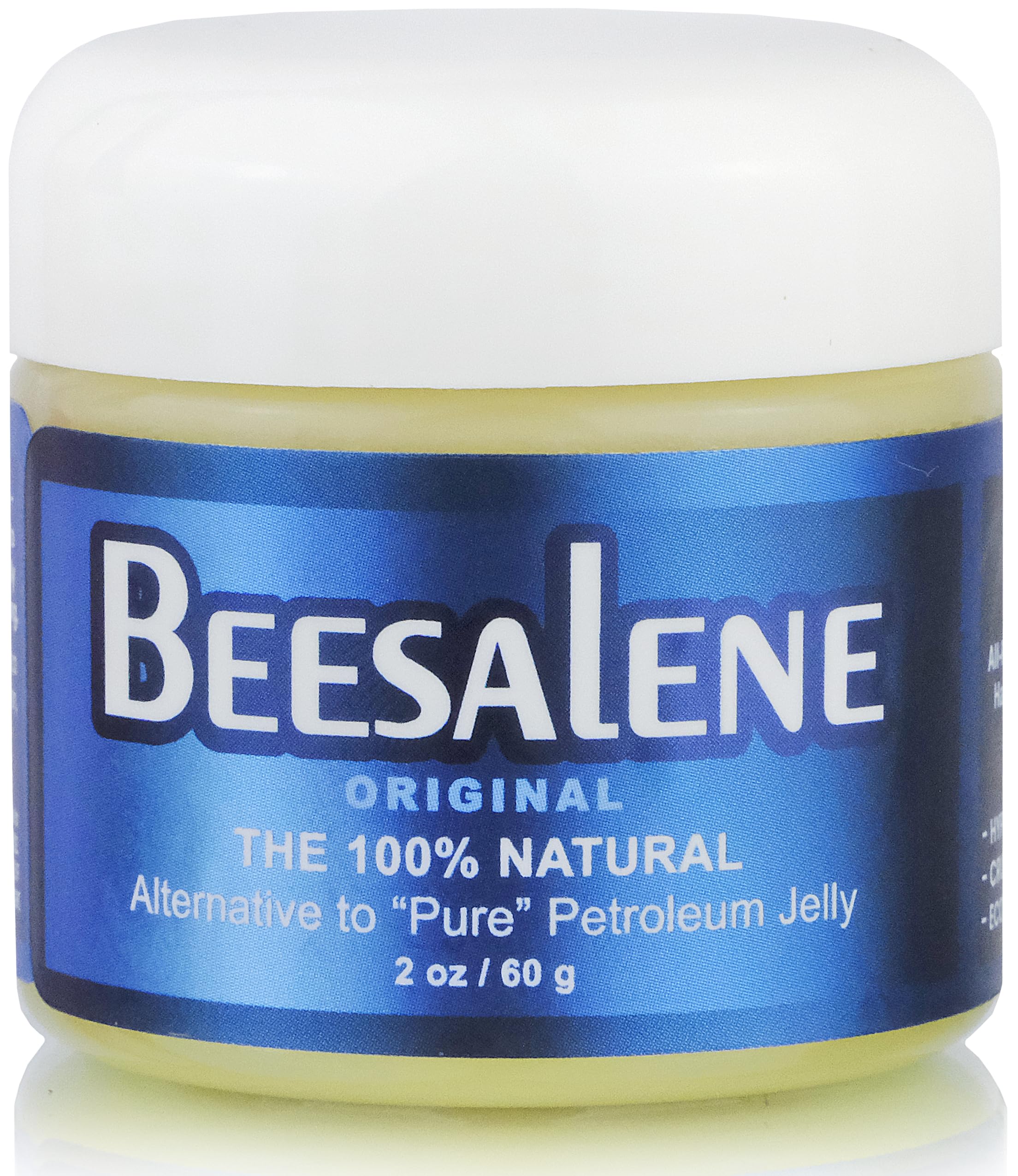 Beesaluxe Beesalene jar front view showing label and compact packaging benefit