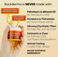 Beesaluxe Buckderma jar in hand showing scale and portable two ounce benefit