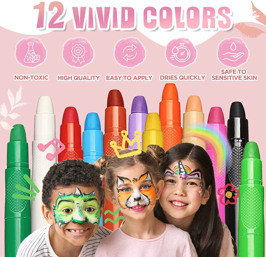 Beesjuy top-down color array showcasing vivid shades for creative face art