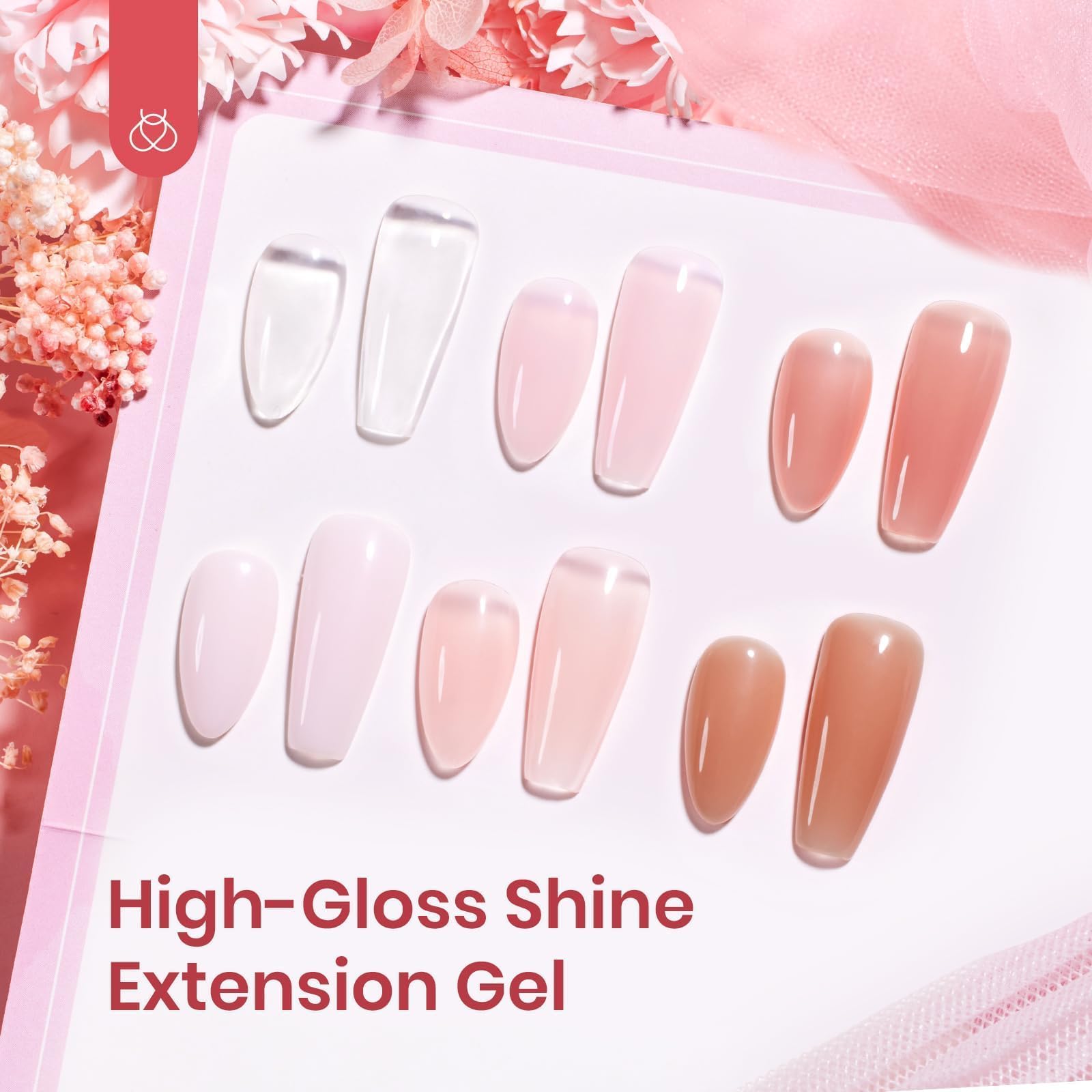 beetles six jelly nude poly gels open showing creamy texture for shaping