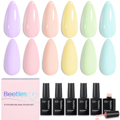 beetles front packaging showing six pastel gel bottles and neat display benefits easy selection