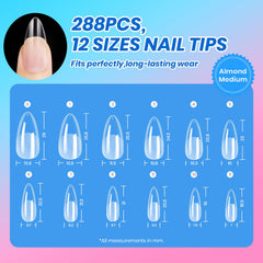 beetles almond press-on tips display for instant length and fit