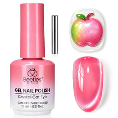 Beetles bottle front view showing apple sweet gleam pink and glossy finish benefit