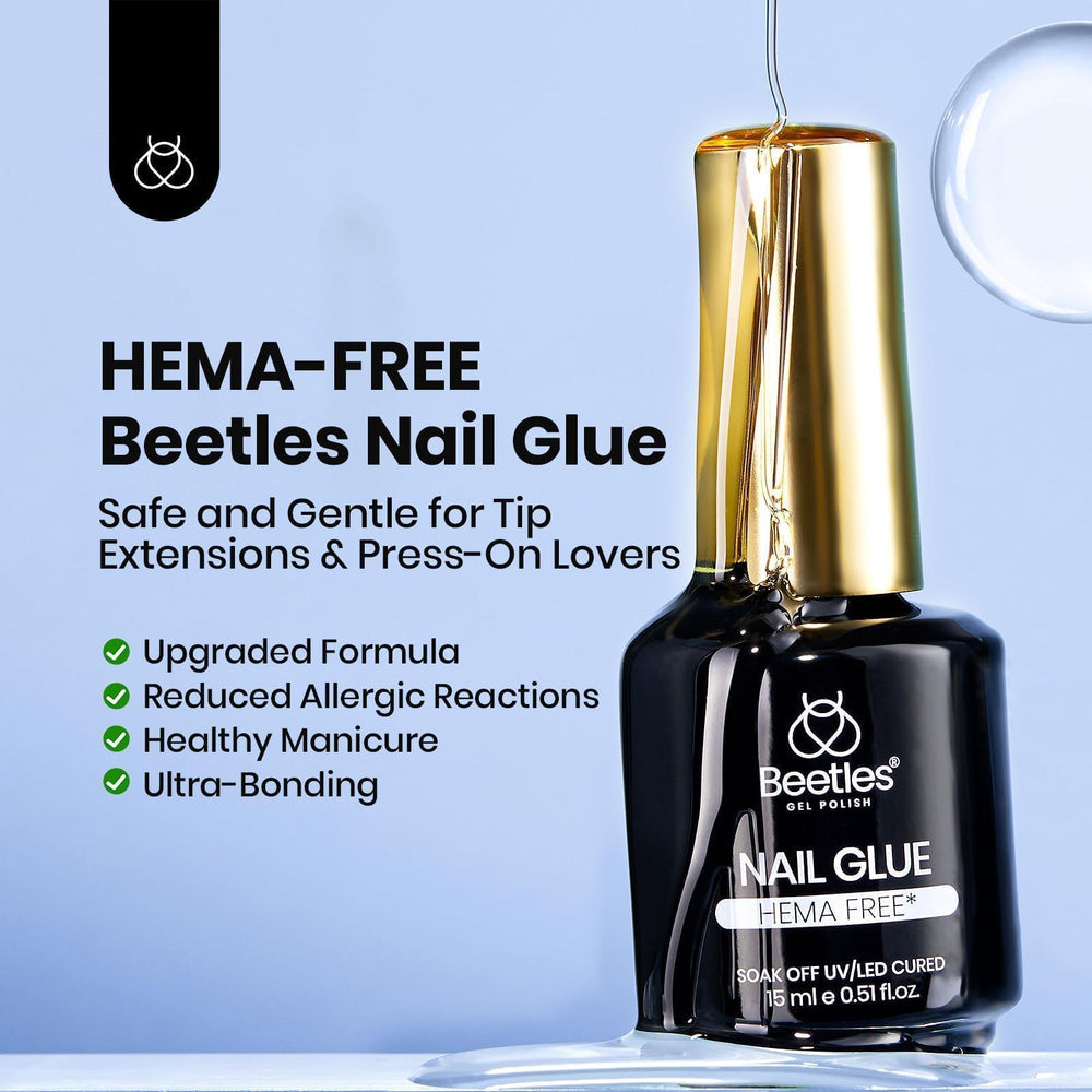 Beetles Gel Polish brush applying glue for accurate placement and no flooding