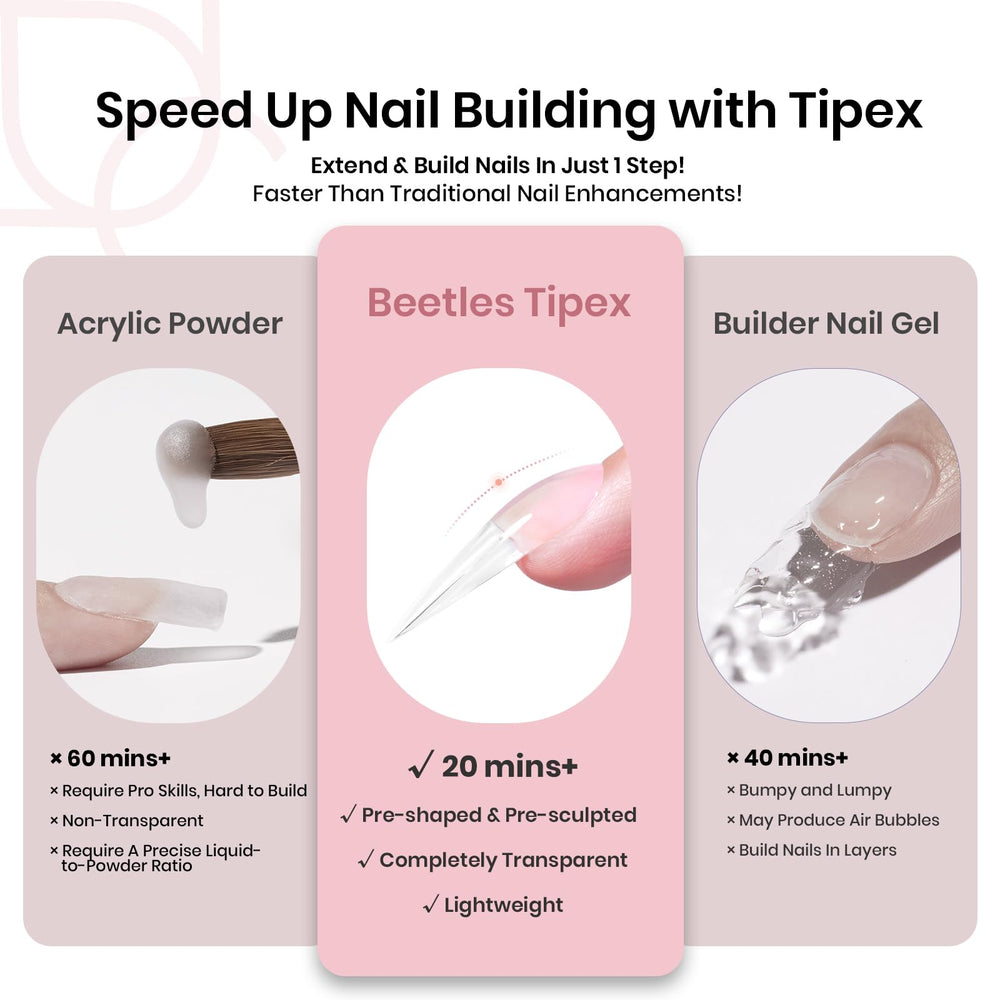 beetles hand applying a tip with glue demonstrating easy use