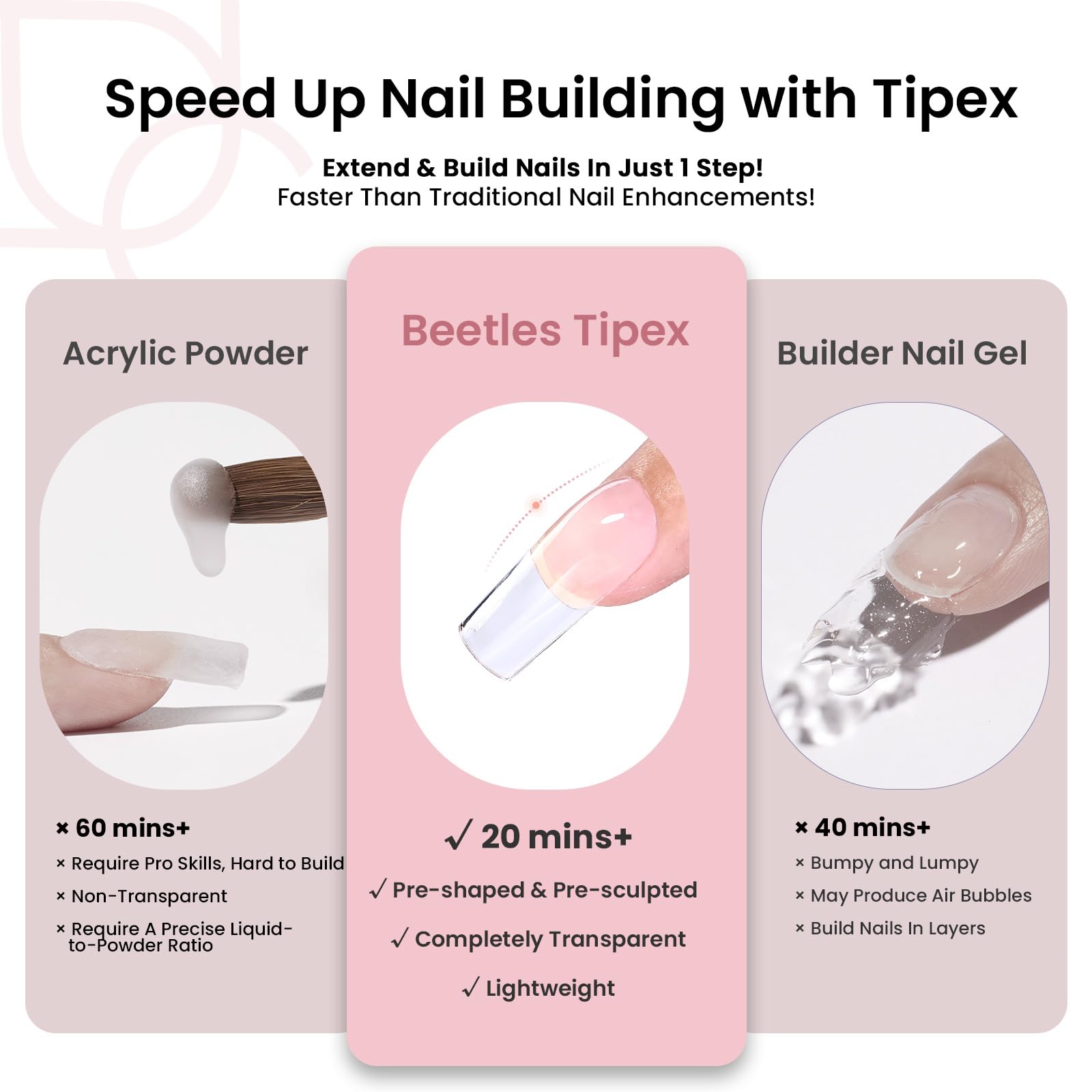 Beetles gel polish in-use pressing a tip on nail for fast at-home application