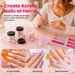 brush applying acrylic powder by beetles for accurate extension shaping