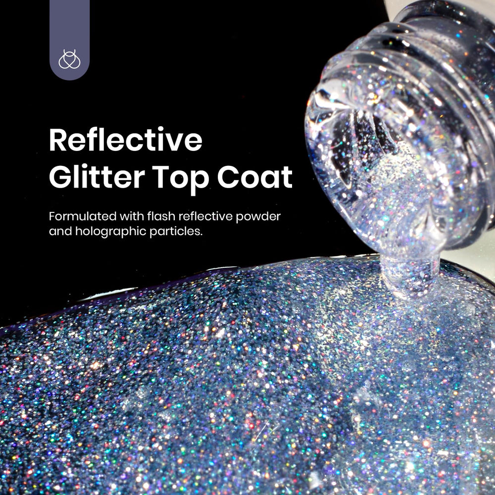Beetles applied on nail swatch showing glitter density and color enhancement benefit