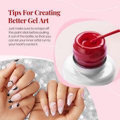 beetles Gel liner painted nail with swirl design demonstrating clean detail
