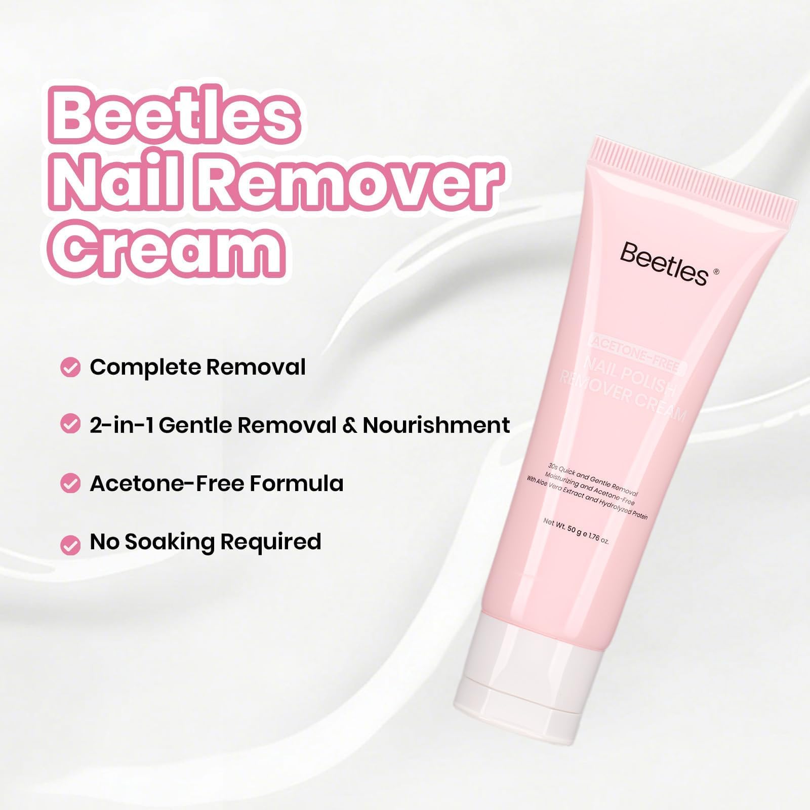 Beetles application on nail showing gentle removal and quick action