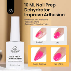 beetles applying dehydrator to natural nail for stronger polish adhesion