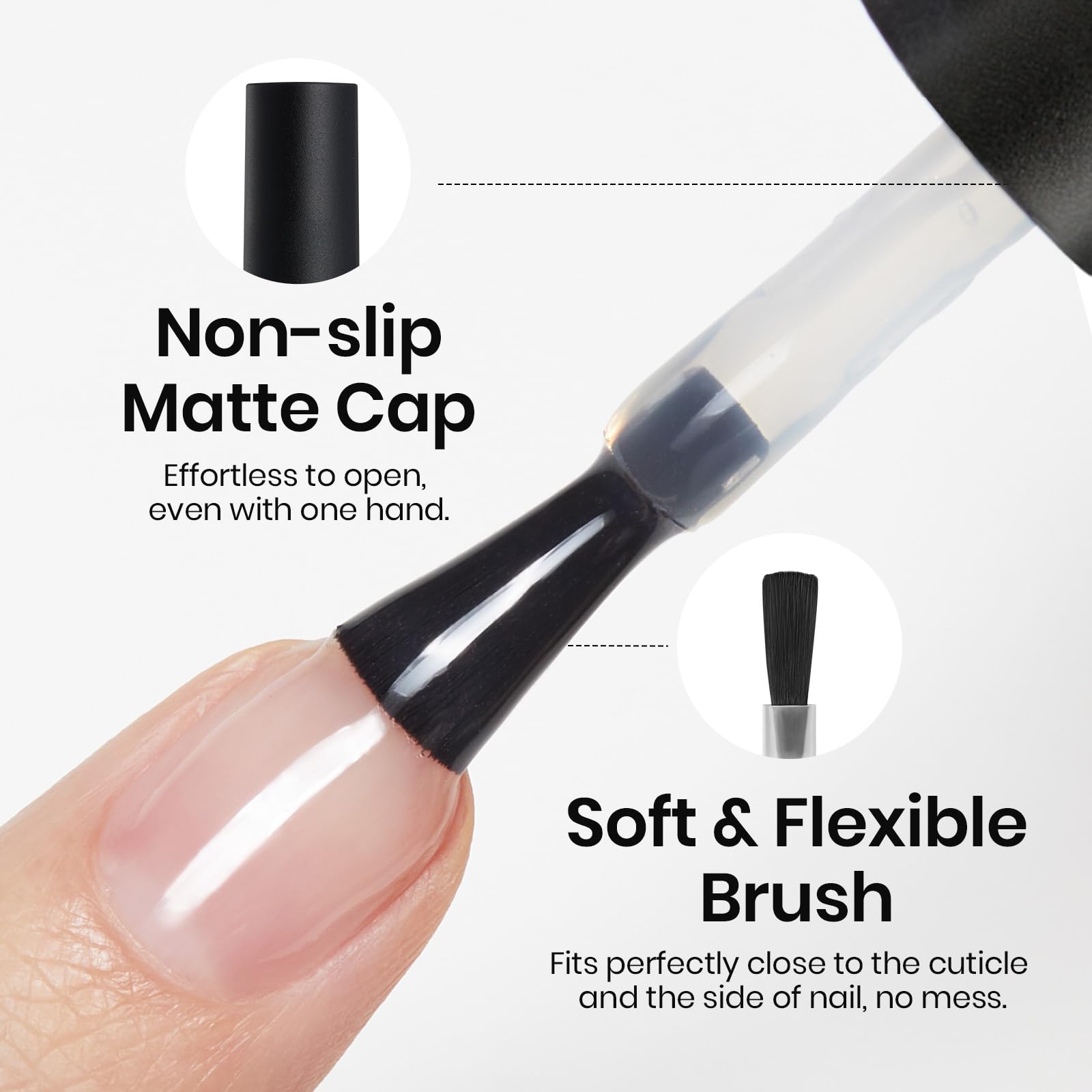Beetles being applied to a natural nail showing strong adhesion benefit