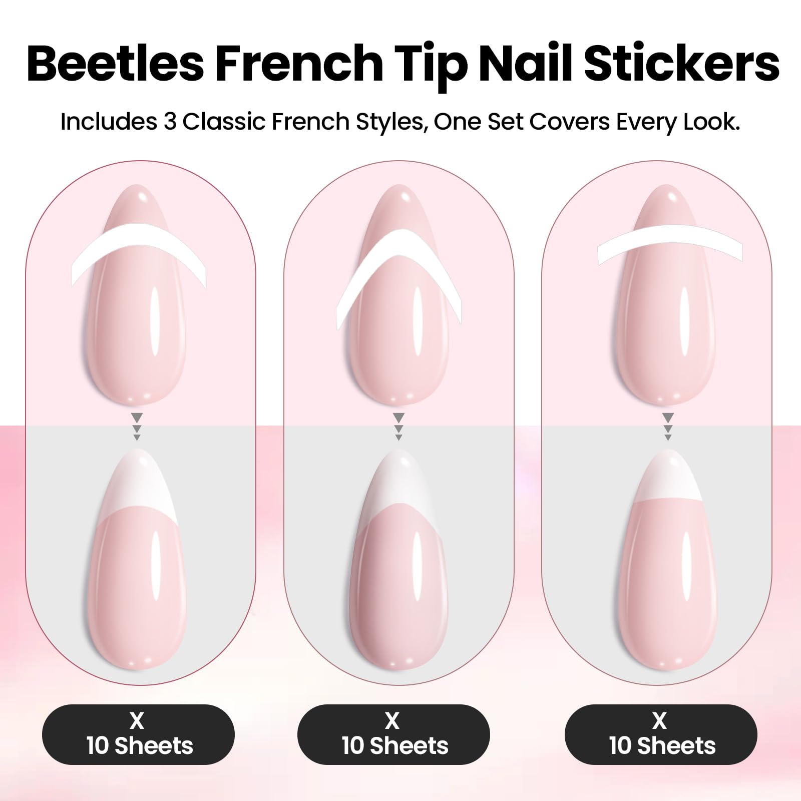 beetles applying sticker to natural nail demonstrating clean edge protection benefit