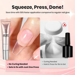 beetles application on press-on nail demonstrating quick bond for fast manicures