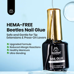 Beetles applying gel under acrylic tip for precise placement and adhesion
