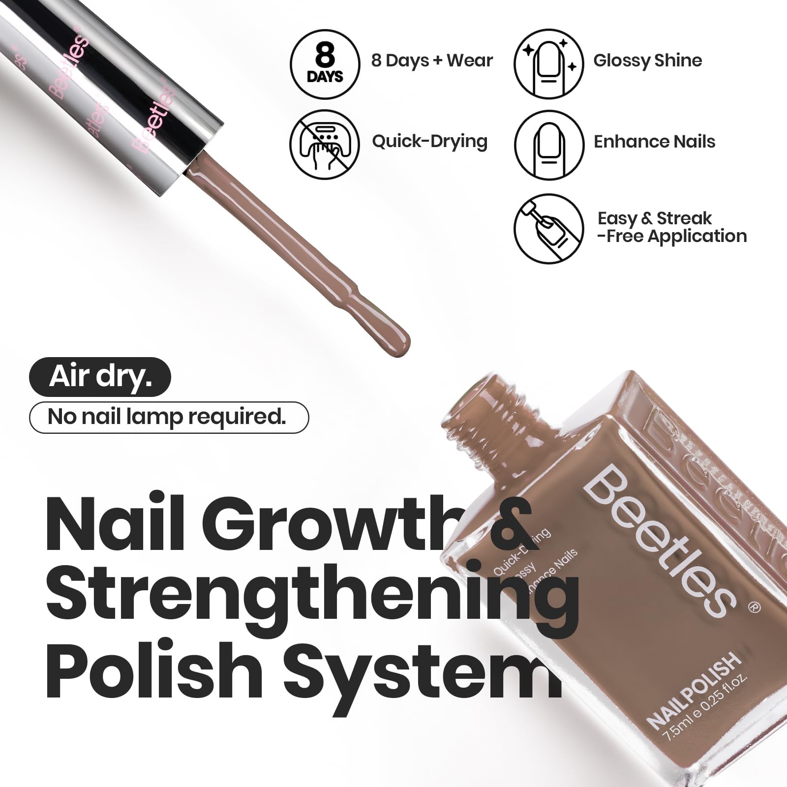 Beetles polish applied on nails showcasing glossy salon finish benefit