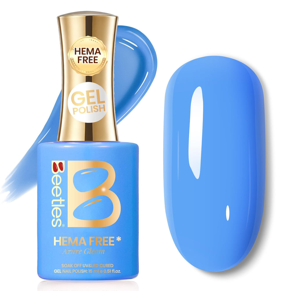Beetles bottle front showing azure gleam color and quick color recognition benefit