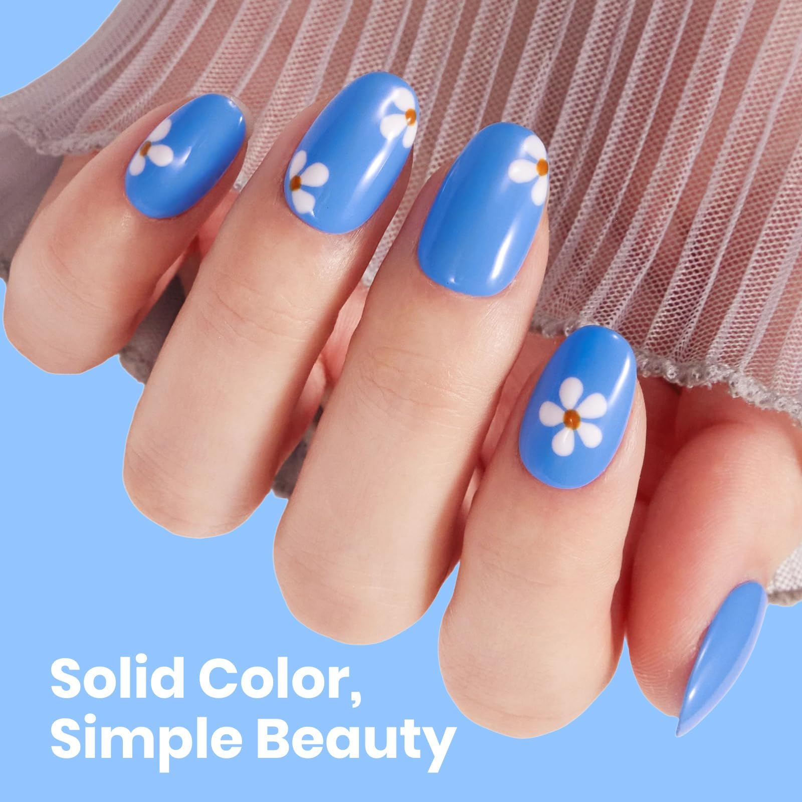 Beetles nail swatch on hand showing neon blue effect and eye-catching look
