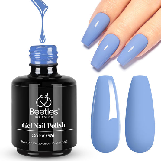 Beetles Gel Polish front bottle showing baby blue shade and crisp label