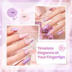 beetles Gel Polish swatched on hand model showing wearable pink and lilac manicure