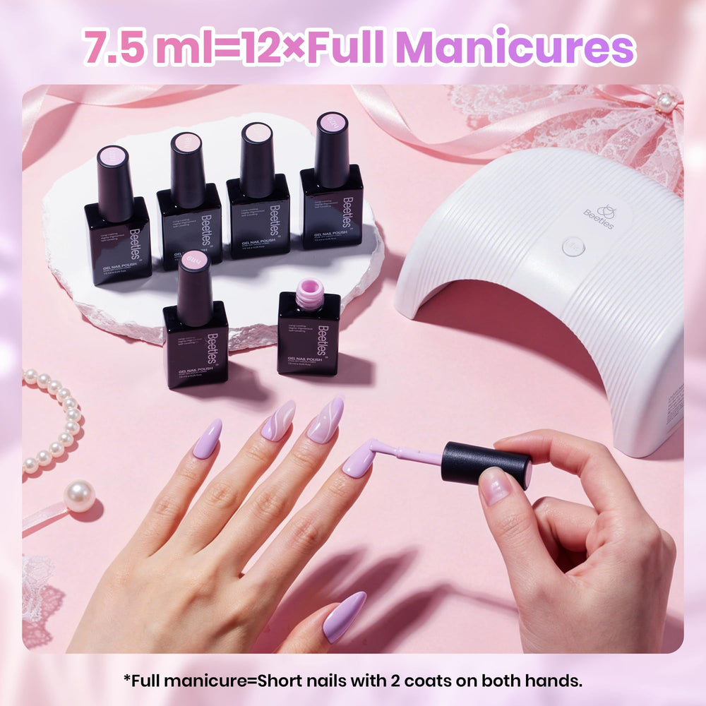 beetles Gel Polish bottles beside ruler showing compact kit size and travel convenience