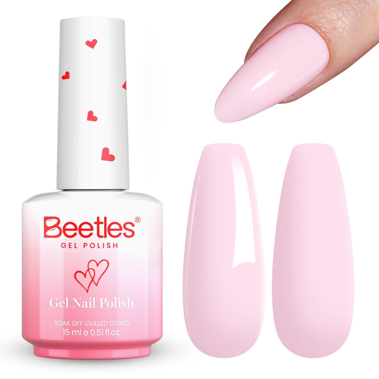 Lifestyle image with Beetles Gel Polish Barely Pink matched to summer outfit showcasing versatile style benefit