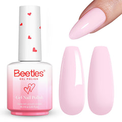 Lifestyle image with Beetles Gel Polish Barely Pink matched to summer outfit showcasing versatile style benefit