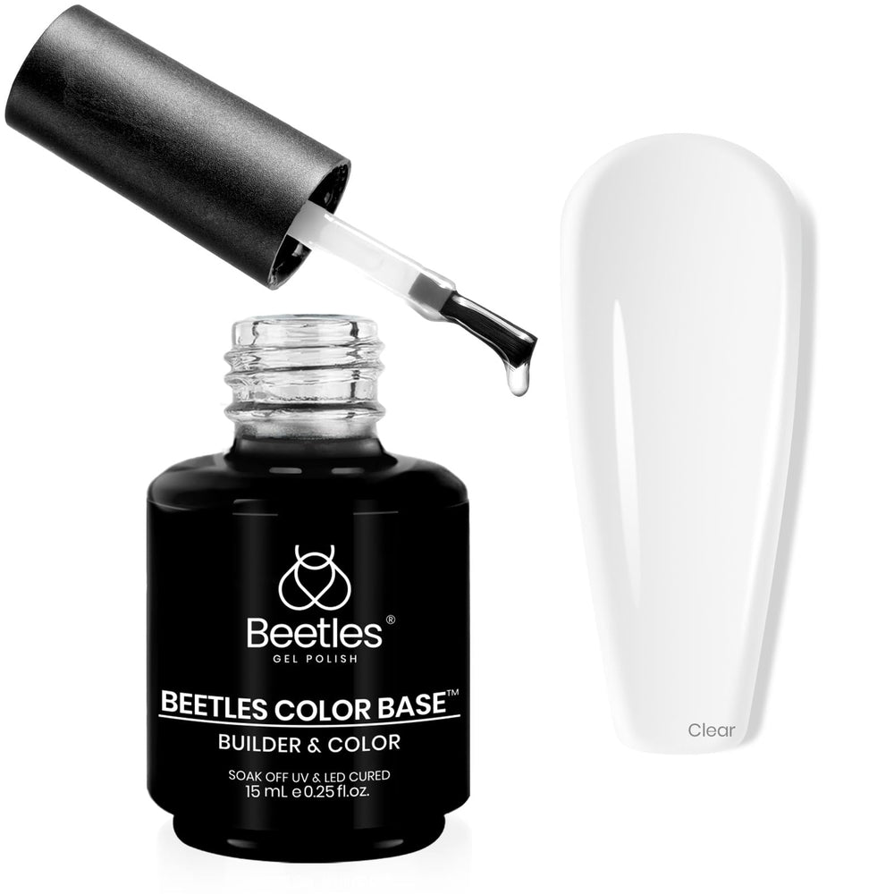 Beetles Rubber Base before and after nails showing repair and strengthened look