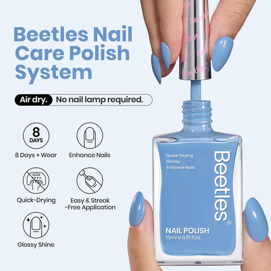 Beetles Gel Polish brush stroke of Beach Bliss blue showing smooth even coverage