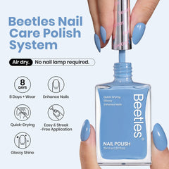 Beetles Gel Polish brush stroke of Beach Bliss blue showing smooth even coverage