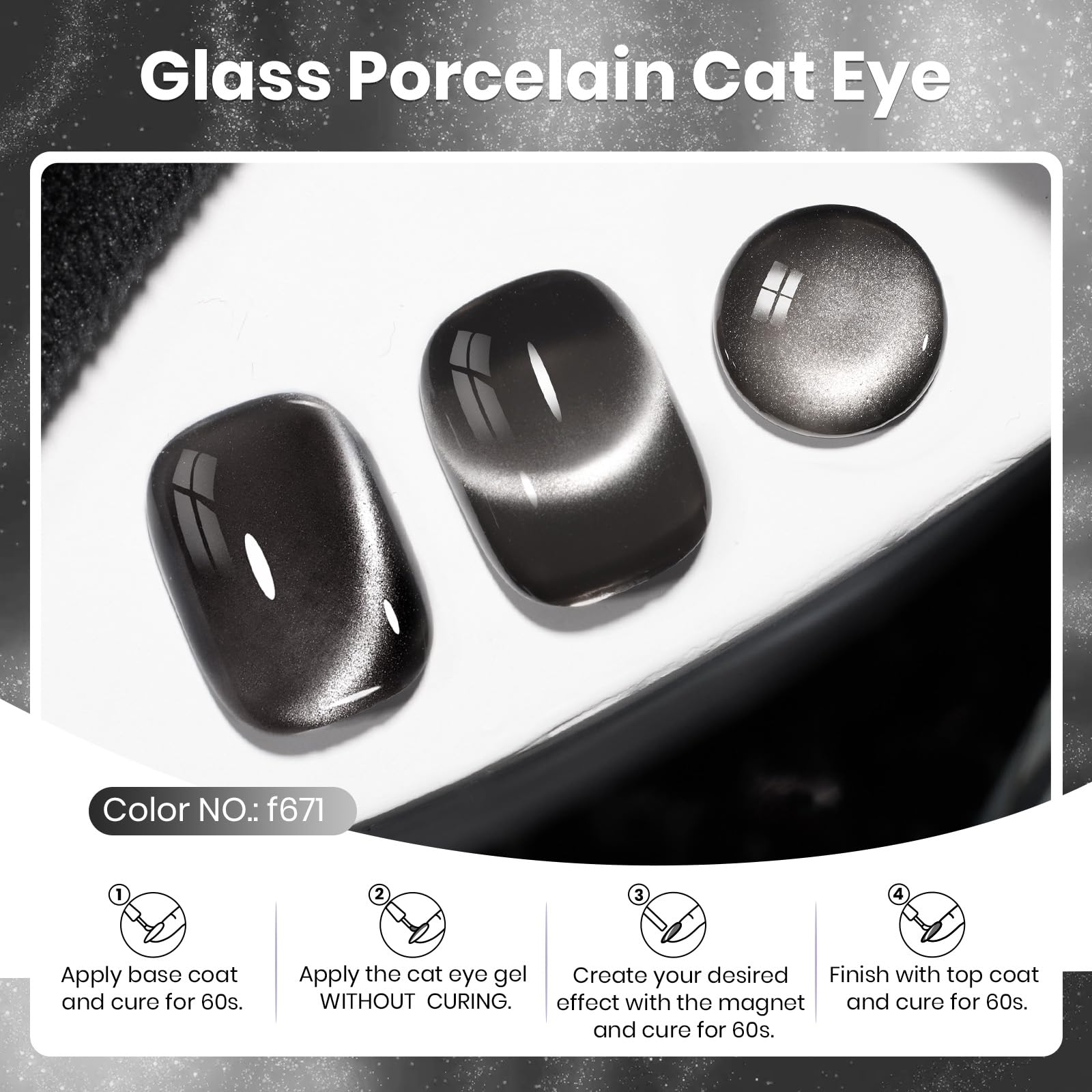 beetles black cat eye brush stroke on swatch card showing smooth coverage benefit