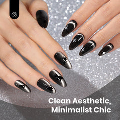 beetles black cat eye on fingernails display demonstrates salon-quality shimmer