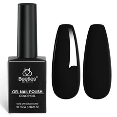 Beetles Gel Polish front bottle showing classic black color and glossy finish