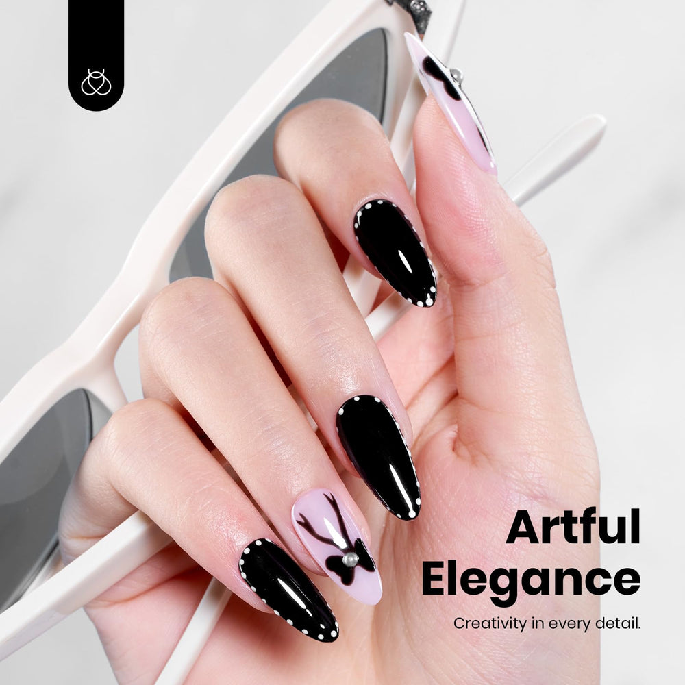 Beetles black gel in salon setting demonstrating quick curing under LED lamp